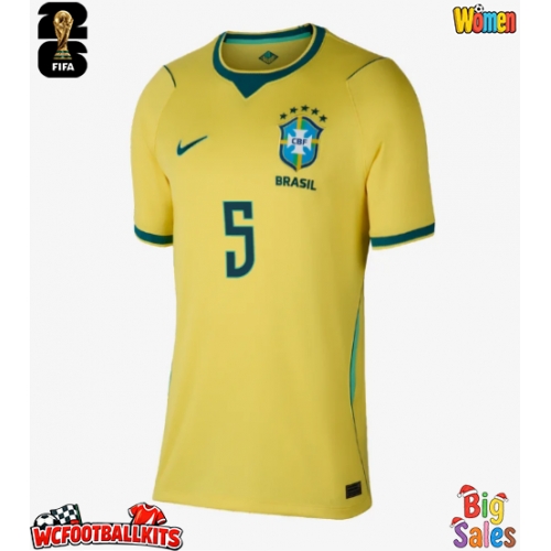 Brazil Casemiro #5 Replica Home Stadium Shirt for Women World Cup 2026 Short Sleeve